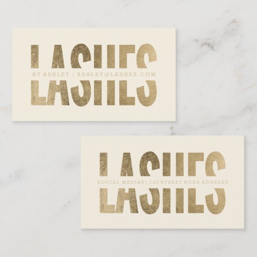 Moderne zweepslagen uitgesneden faux goudtipografi visitekaartje (Voorkant / Achterkant)