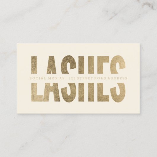 Moderne zweepslagen uitgesneden faux goudtipografi visitekaartje (Achterkant)