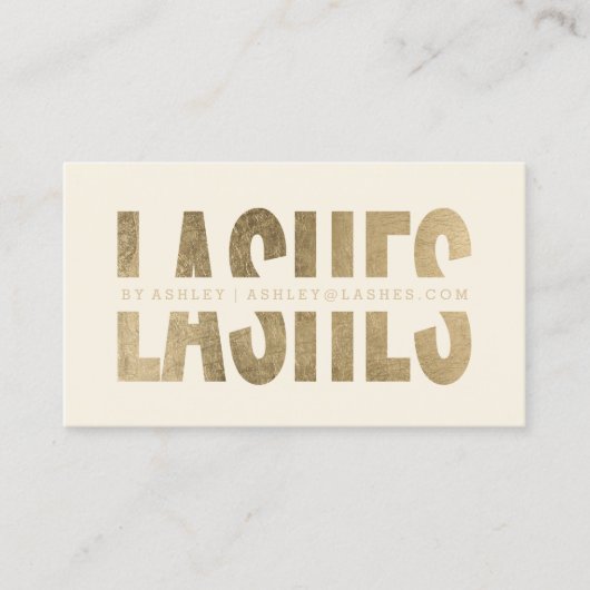Moderne zweepslagen uitgesneden faux goudtipografi visitekaartje (Voorkant)