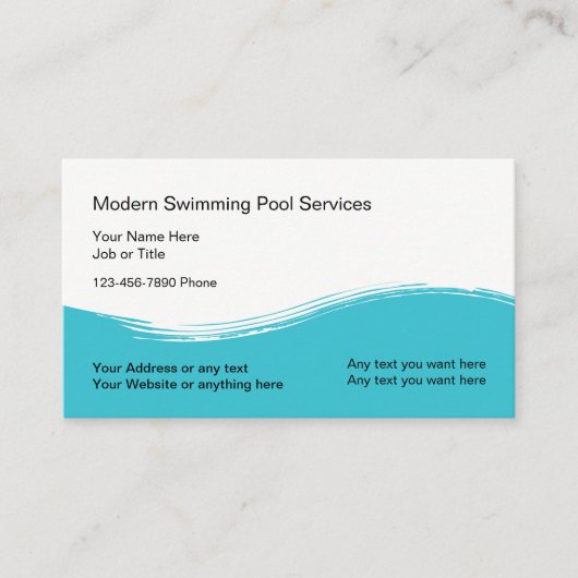 Moderne zwembadservice visitekaartje (Voorkant)