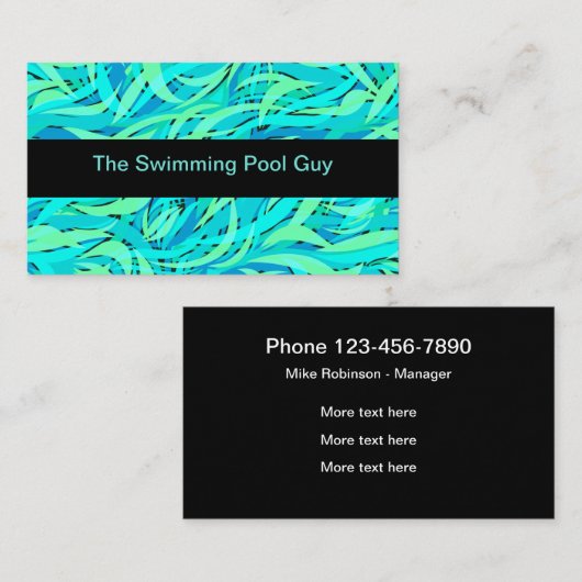 Moderne zwembadservice visitekaartje (Voorkant / Achterkant)