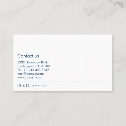 Moderne zwembpooldiensten visitekaartje (Achterkant)