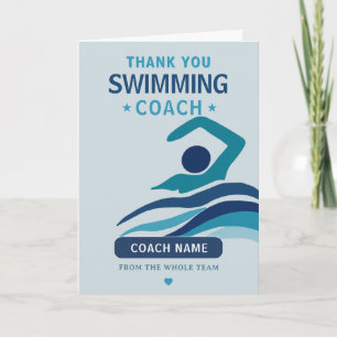 Moderne zwemteamcoach bedankkaart