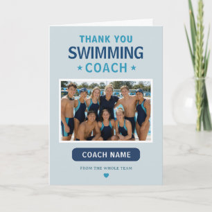 Moderne Zwemteamfoto Coach Bedankkaart