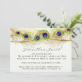 Moderne Zwirl Peacock Verloving Opslagdatum Kaart (Staand voorkant)