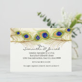 Moderne Zwirl Peacock Verloving Opslagdatum Kaart (Staand voorkant)