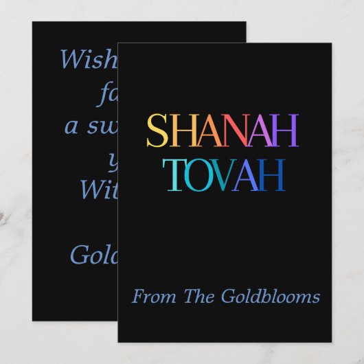 ModerneKleurrijke Shanah Tovah JoodsNieuwjaar Groe Feestdagenkaart (Voorkant / Achterkant)