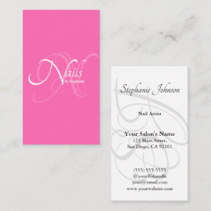 ModernElegant Roze Monogram Typografie Nail Artist Visitekaartje