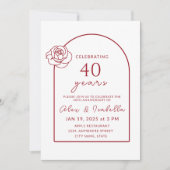 ModerneMinimalistische Ruby Red 40ste bruiloft Jub Kaart (Voorkant)