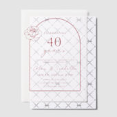 ModerneMinimalistische Ruby Red 40ste bruiloft Jub Vellum Uitnodigingen (Offset (Uitnodiging))