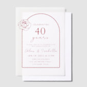 ModerneMinimalistische Ruby Red 40ste bruiloft Jub Vellum Uitnodigingen (Offset)