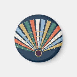 Moderner Art-Déco-Fächer in Navy und Jade Magneet