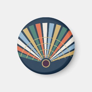 Moderner Art-Déco-Fächer in Navy und Jade Magneet