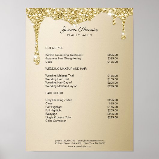 Moderner Glamor Gold Glitzer sinkt Poster (Voorkant)