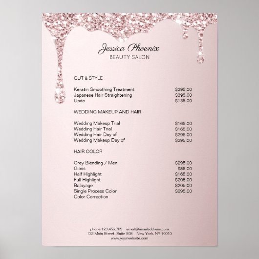 Moderner Glamor Rosa Glitzer sinkt Poster (Voorkant)