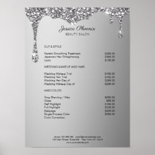 Moderner Glamor Silber Glitzer sinkt Poster