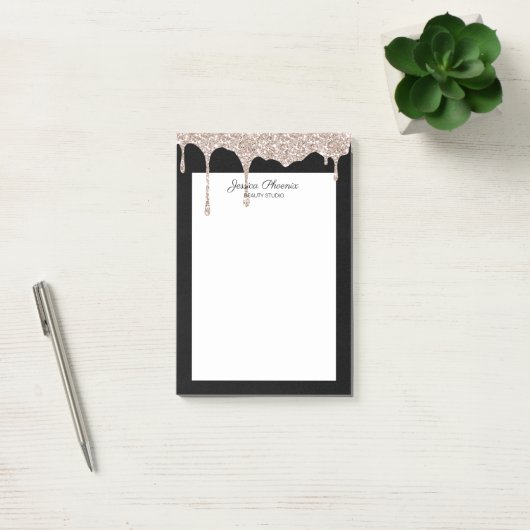 Moderner Glamour  Beige Gold Schwarz Glitter Post-it® Notes (Kantoor)