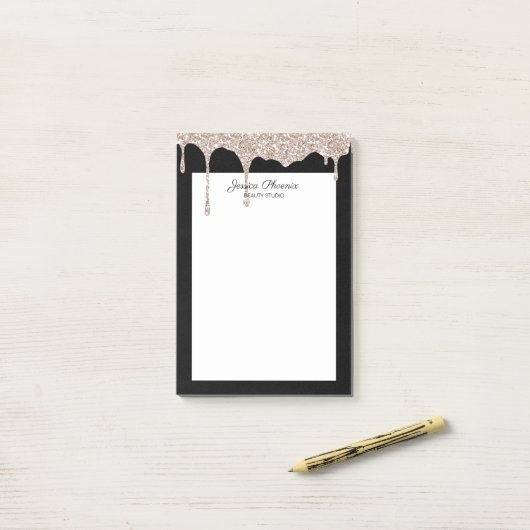 Moderner Glamour  Beige Gold Schwarz Glitter Post-it® Notes (Op bureau)
