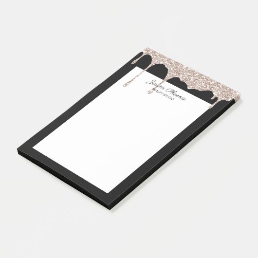 Moderner Glamour  Beige Gold Schwarz Glitter Post-it® Notes (Schuin)