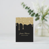 Moderner Glamour Gold Schwarz Glitter Visitekaartje (Staand voorkant)