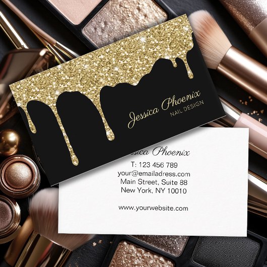 Moderner Glamour Gold Schwarz Glitter Visitekaartje