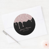 Moderner Glamour Rose Gold Schwarz Glitter Ronde Sticker (Envelop)