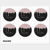 Moderner Glamour Rose Gold Schwarz Glitter Ronde Sticker (Vel)