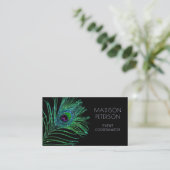 Moderner Glitter Feather Evenementenplanner Visitekaartje (Staand voorkant)
