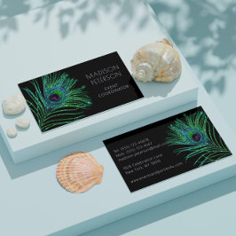 Moderner Glitter Feather Evenementenplanner Visitekaartje