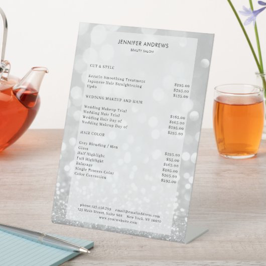 Moderner Glitter Salon Price Sockelschild Reclamebord Met Voetstuk (Insitu)