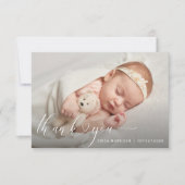 moderner hartscript dank je geboorteaankondiging kaart (Voorkant)