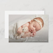 moderner hartscript dank je geboorteaankondiging kaart (Voorkant / Achterkant)