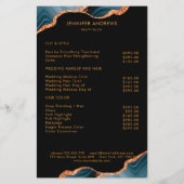 Moderner Marmor Glitzer Salon Preisliste Flyer (Achterkant)