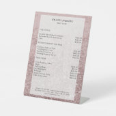 Moderner Rosa Glitzer Salon Prijs Sockelschild Reclamebord Met Voetstuk (Voorkant)