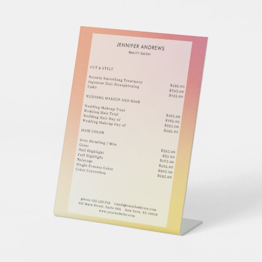 Moderner Salon Price Sockelschild Reclamebord Met Voetstuk (Voorkant)