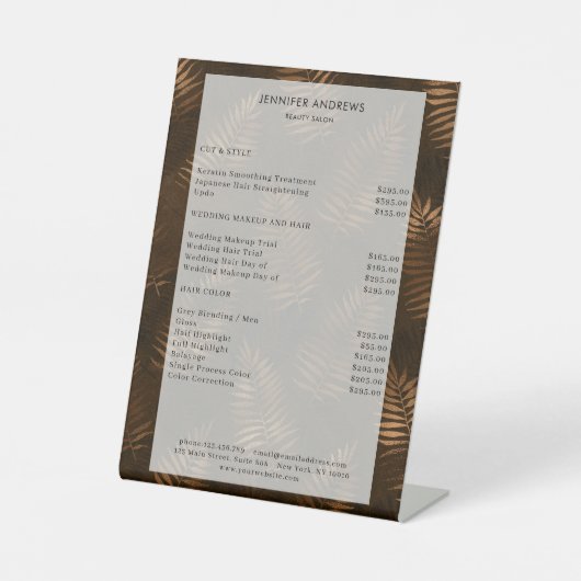 Moderner Salon Price Sockelschild Reclamebord Met Voetstuk (Voorkant)
