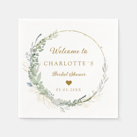 Modernes, elegantes Eukalyptus-Brautparty Serviett Servet (Voorkant)