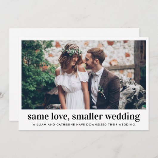 Modernezelfde liefde Kleinere trouwdatum Gereducee Aankondiging (Voorkant / Achterkant)
