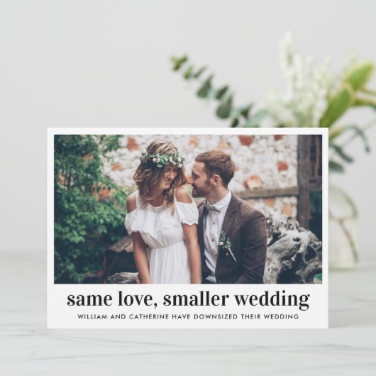 Modernezelfde liefde Kleinere trouwfoto Aankondiging (Staand voorkant)