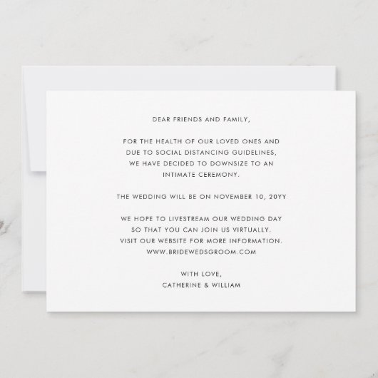 Modernezelfde liefde Kleinere trouwfoto Aankondiging (Achterkant)