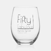ModernFifty and Fabulous Bold 50th Birthday Party Wijnglas Zonder Voet (Voorkant)
