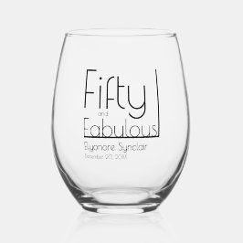 ModernFifty and Fabulous Bold 50th Birthday Party Wijnglas Zonder Voet