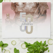 ModernFifty & Fabulous 50th Birthday Elegante foto Theedoek (Gevouwen)