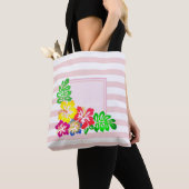 ModernGestreept, Hawaii Hibiscus -Persoonlijk Tote Bag (Dichtbij)