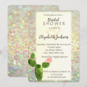 ModernGlitter Bokeh Cactus Vrijgezellenfeest Kaart (Voorkant / Achterkant)