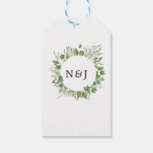 moderngreen leaf waterverf elegant simpele bruilof cadeaulabel (Achterkant)
