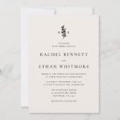 modernI vory Botanical Monogram Wedding Invitation Aankondiging (Voorkant)