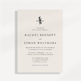 modernI vory Botanical Monogram Wedding Invitation Aankondiging