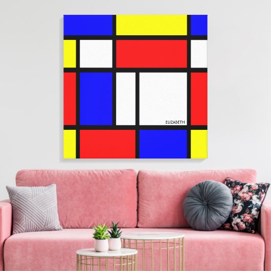 Modernisme Red Blue White Abstract Canvas Afdruk (Insitu (Woonkamer))
