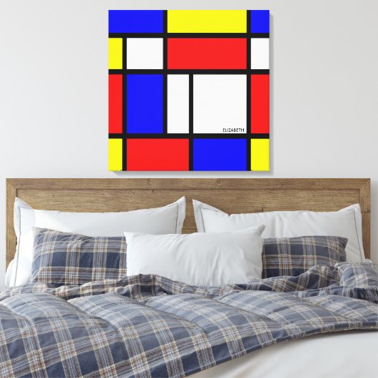 Modernisme Red Blue White Abstract Canvas Afdruk (Insitu (Slaapkamer))